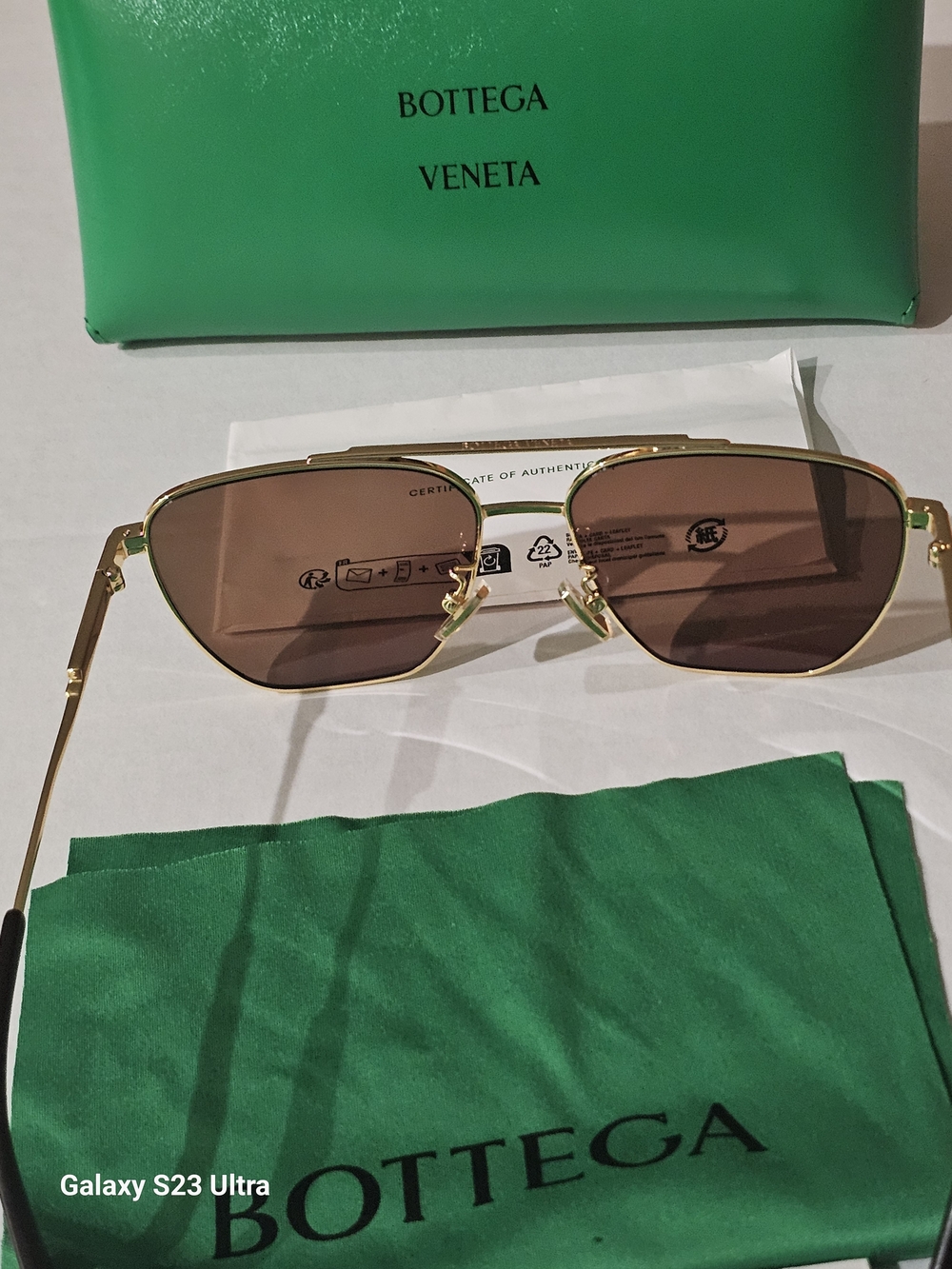 Bottega Veneta Women's Gold Frame Sunglasses with Brown Lenses